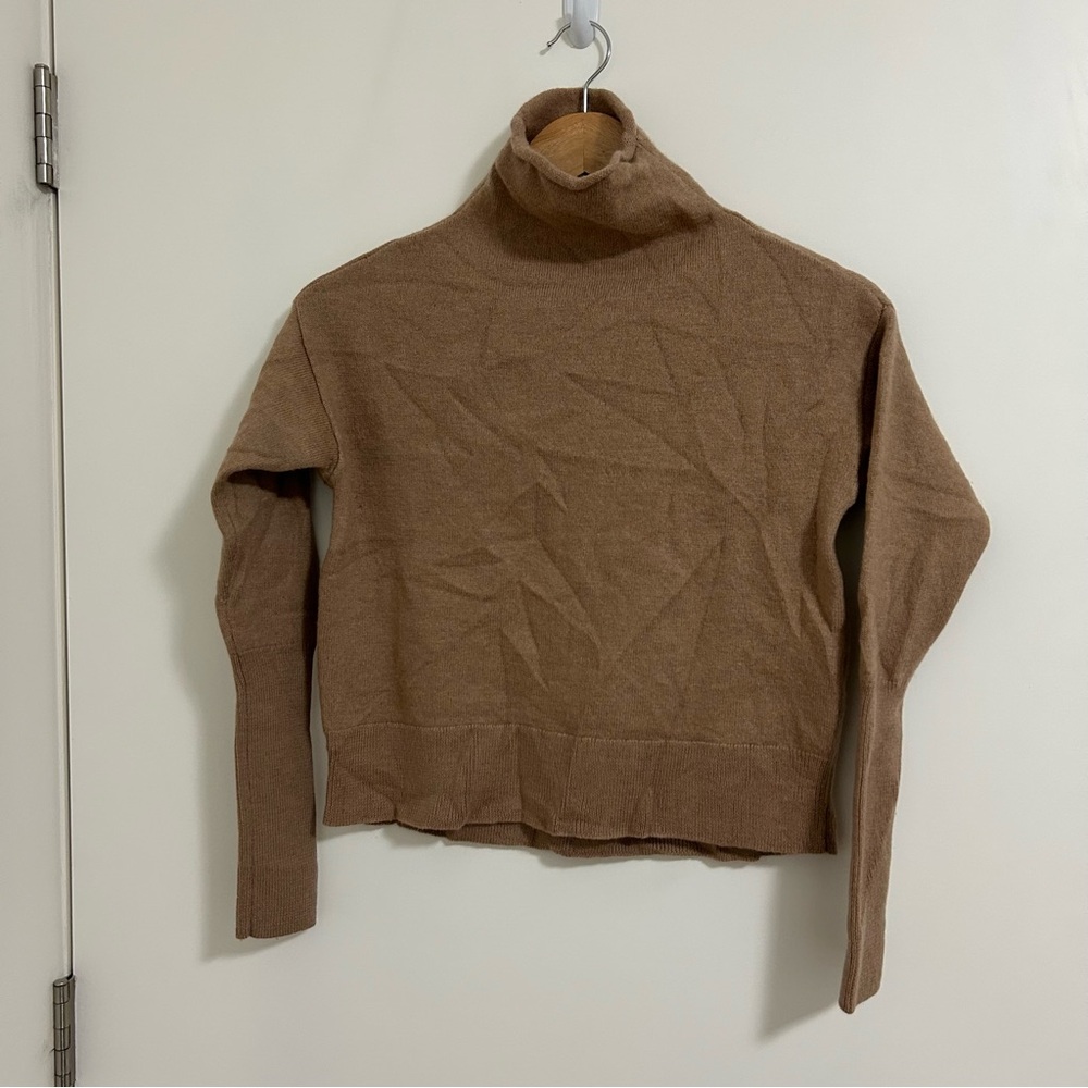 Wilfred 100% Merino Wool Turtleneck Sweater Camel Taupe Small